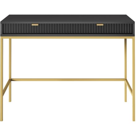 Selsey Vellore - Toilettafel 104 cm - zwart met geribbelde fronten en gouden frame