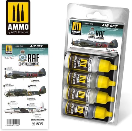 AMMO by Mig Jimenez Hobbyverf Acrylverf - MIG 7248 RAF Coastal Comannd WWII - Acryl Set Verf set - 4x 17 ml