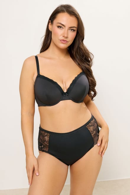 Yours Zwarte Microvezel Kanten Slips Met Volledige Dekking Size 54-56