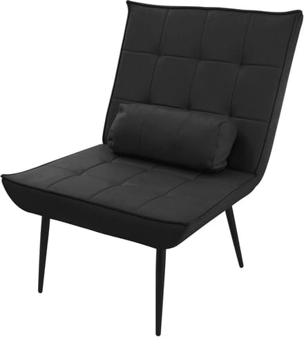 ML-Design Relaxstoel met lendenkussen en schuimvulling, moderne relaxfauteuil van bruin pu kunstleer voor woonkamer, slaapkamer en kantoor, comfortabele fauteuil met metalen poten en ergonomische rugleuning, draagvermogen tot 120 kg, zwart