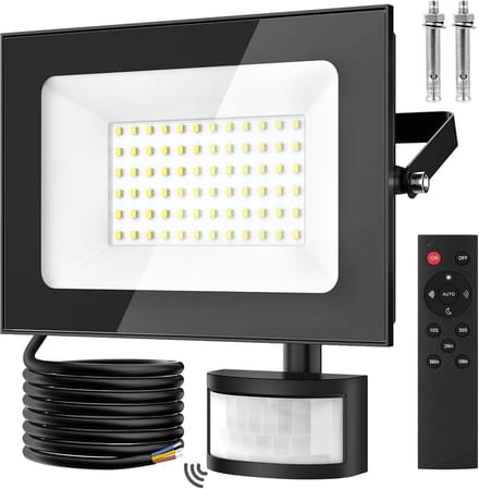 Krachtige 50W LED Buitenlamp met Bewegingssensor en Afstandsbediening, IP66 Waterdicht