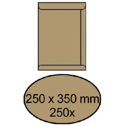 Envelop akte IEZZY 250x350mm zelfklevend 90gr bruin 250 stuks