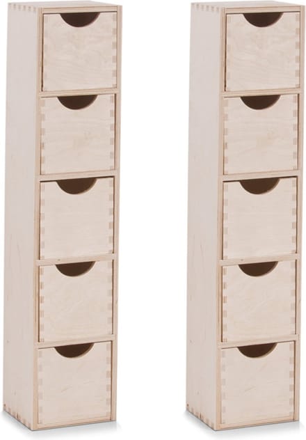 Zeller ladeblok bureau - 2x - 5 lades - 12 x 13 x 60 cm - hout