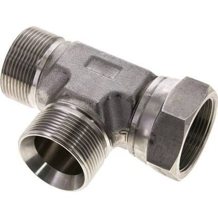 T-koppeling G1 1/2" Buitendraad x Binnendraad RVS Hydrauliek 190bar (2669.5psi)