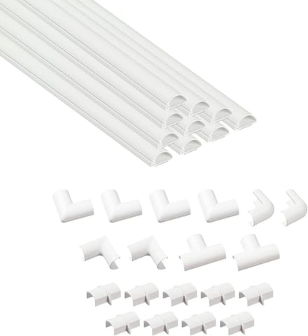 Famanu – Kabelgoot set 4 meter halfrond zelfklevend overschilderbaar inclusief accessoires wit
