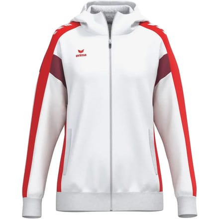 Erima Celebrate 125 Trainingsjack Met Capuchon Dames - Wit / Rood | Maat: 42