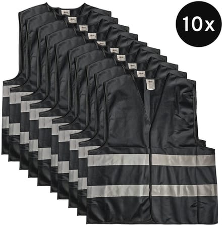 Mexxo Veiligheidshesje zwart - set van 10 - one size - reflecterend - 100% polyester