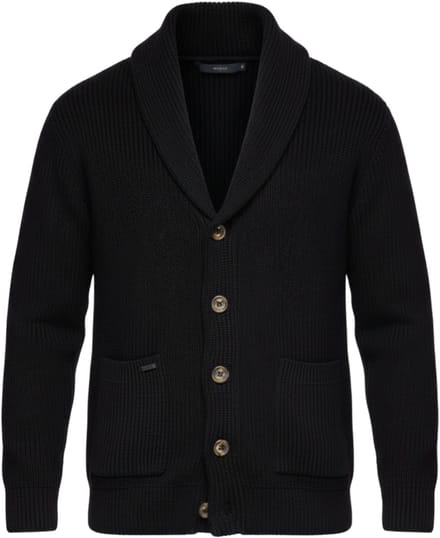 OMBRE Trui - Regular Fit - Katoen - Knopen Zwart XXL