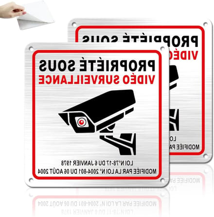 Bewakingsbord - Camerabewaking Sticker - Eigendom Beveiligen - Aluminium Geborsteld - 15x15 cm - Zwart