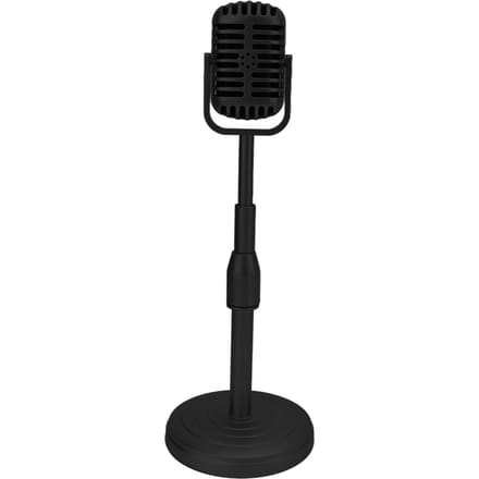 Modèle de microphone à l'ancienne avec base stable et tige de support, ensemble d'accessoires de microphone de style rétro noir