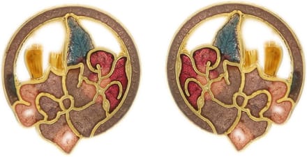 Behave - Oorclips dames - bloemmotief - bruin - 2 cm