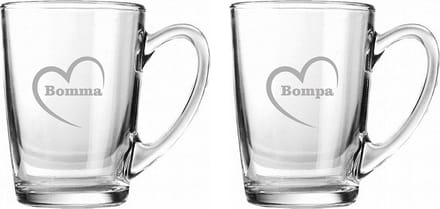 Theeglas gegraveerd - 32cl - Bomma-Bompa-hartje
