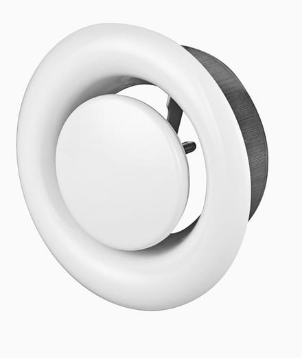 Ventilatieventiel - Afvoerventiel - Luchtregeling Binnen - Traploze Regeling - 100 mm Aansluiting - Wit