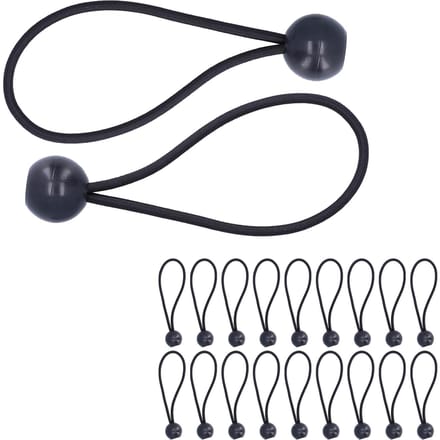 20 stuks Elastische Bal Bungee Koorden Heavy Duty Stretch Touw met Balbinders voor Luifels Zeilen black