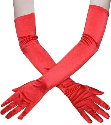 Handschoenen - Satijn - Rood - Lange glanzende handschoenen met een lengte van 53cm - One Size