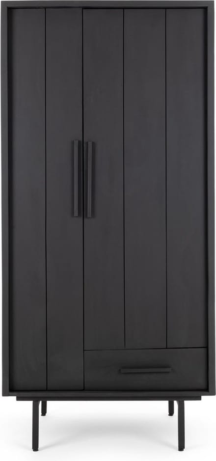 Garderobekast Jayden mangohout 180x85x65 cm - Zwart