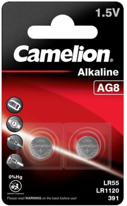 Camelion AG8 / LR55 / LR1121 / 391 Alkaline Batterijen – 1.5V – BP2 – 2 Stuks