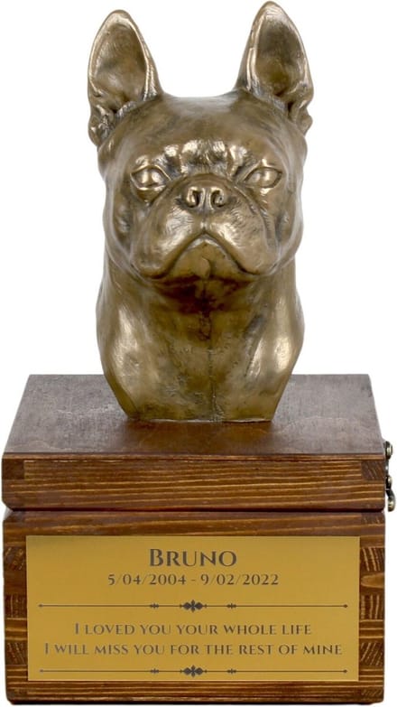 Urn hond voor Boston Terrier met beeldje - gepersonaliseerde hondenurn