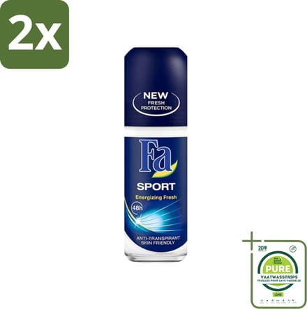 Fa - Sport - Deodorant Roller - Energizing Fresh - 50 ml - Voordeelverpakking - 2 stuks - Deodorant - Antitranspirant