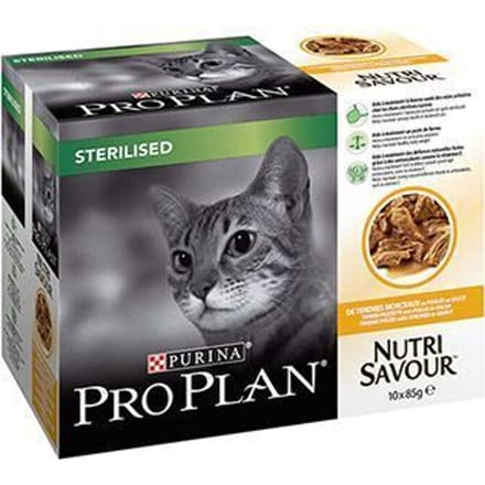 PRO PLAN® NUTRISAVOUR Sterilised Chat - Kip in saus 10x85 Voeding