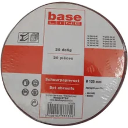Baseline Velcro Schuurdiscs Voor Schuurmachine - 125mm - Korrel 40/80/120/180/240 - 20 Stuks
