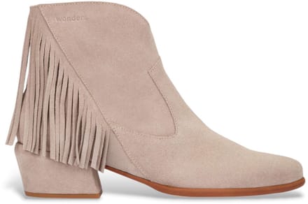 Wonders Leren enkellaarsjes FEI 05 taupe