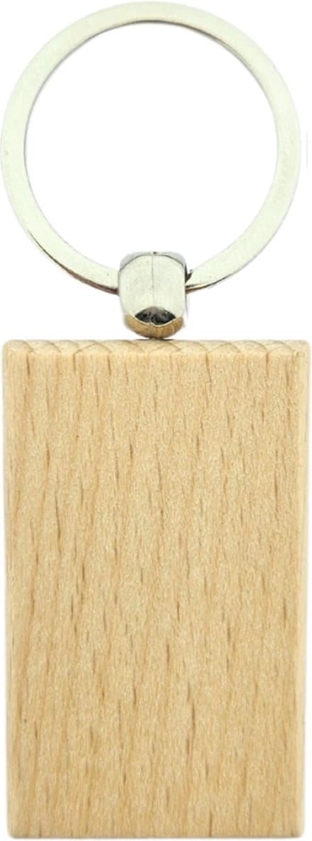 CombiCraft Blanco houten sleutelhanger rechthoek 51x32mm - per 1 stuk