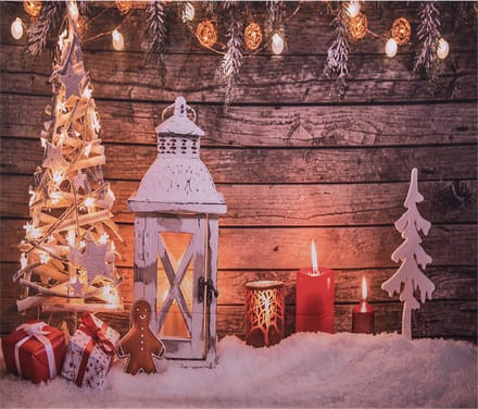 Clayre & Eef Kerst Achtergronddoek 180x210 cm Bruin Textiel Kerstboom