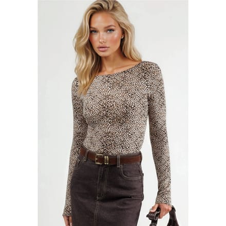 Slim Fit Bootneck Luipaardprint Blouse
