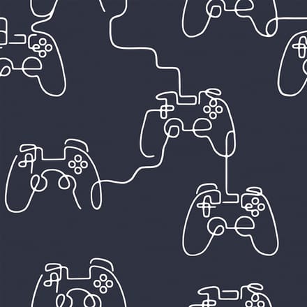 Next vliesbehang Gamer Doodle blauw 10mx52cm
