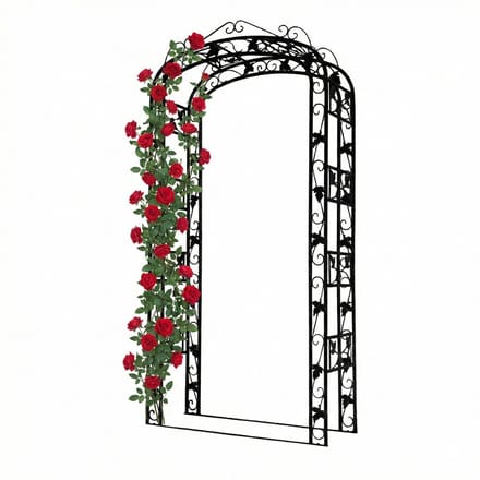 Rozenboog - zwart - 120x240x45 cm - metaal - met grondpennen