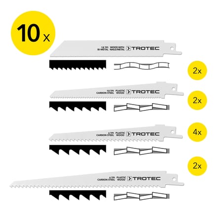 Set reciprozagenbladen hout/metaal/plastic, 10-delig