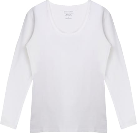 Claesen's® - Dames T-Shirt LS Cotton/Lycra - Wit - 95% Katoen - 5% Lycra