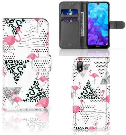 Huawei Y5 (2019) Telefoonhoesje met Pasjes Flamingo Triangle