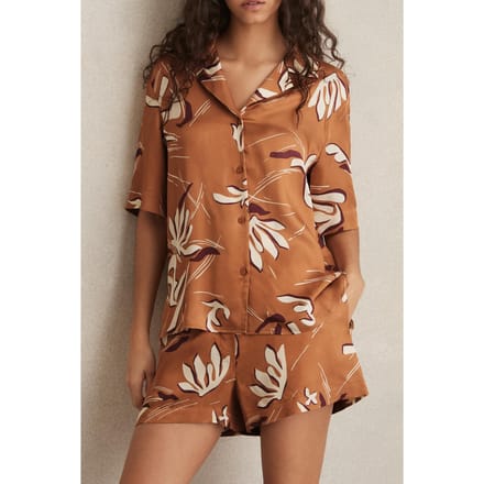Reiss Floral Print Top Rust Taglia: 4 | Magliette intime Outlet | Donna | Marrone