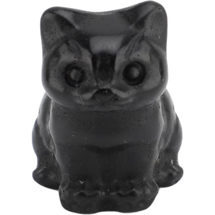 Petite Statue de Chat en Cristal Chat Mignon Chanceux Assis Figurine Décoration en Pierre Précieuse Décor de Bureau Obsidienne black