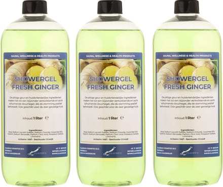 Douchegel Fresh Ginger 1 liter - set van 3 stuks - showergel