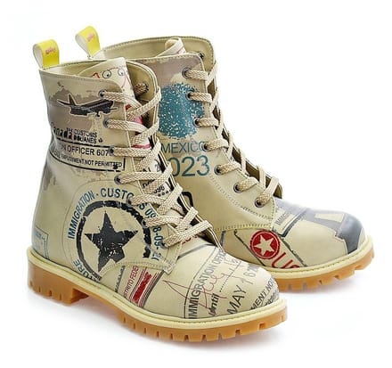 Goby Dames Veterboots Wanderlust Passport - Handgemaakt Vegan Leer - Maat 40