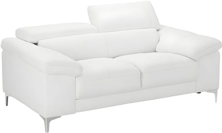 Vente-unique Tweezitsbank van leer SOLANGE - Wit