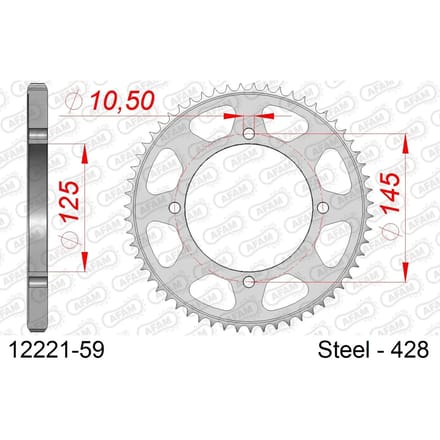 Stalen tandwiel Afam 428 59 dents