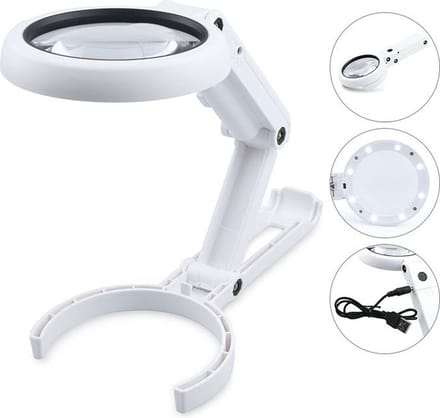 WiseGoods Luxe Vergrootglas Met LED & Standaard - Loep Met Verlichting - Bureau Accessoires - Science - Lezen - Reparatie Sieraden