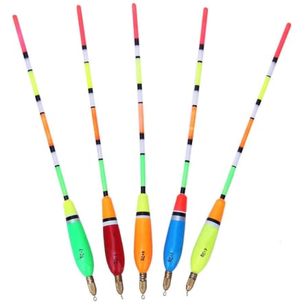5PCS Flotteur de Pêche en Bois de Balsa Multicolore Bobber Indicateur de Touche Équipement de Pêche(3+2g ) 4+2g white