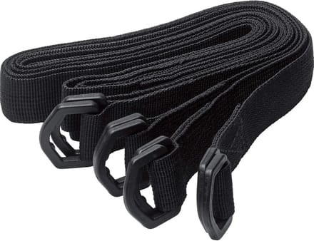 Set van 4 Stevige Spanbanden met Dubbele D-Sluiting voor Motorbagage, 100 x 2,5 cm, Zwart
