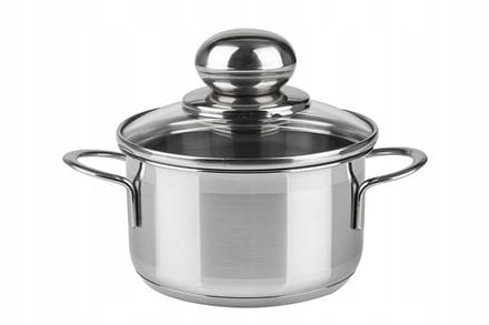SSW City Pannetje 16 cm 1.5L met Glazen Deksel - RVS