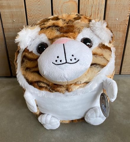 Cozy Time tijger handwarmer en knuffelkussen 35 cm bruin/wit/camel - knuffel tijger