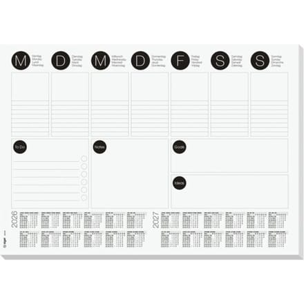 Sigel bureauonderlegger met weekplanner en to do list formaat A3 met kalender 2026/2027 30 vel afscheurbaar