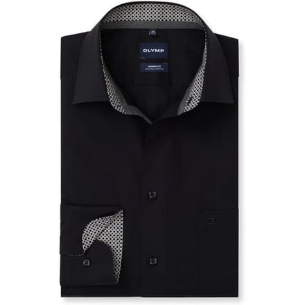 OLYMP Luxor Overhemd, Modern Fit, New Kent, Zwart