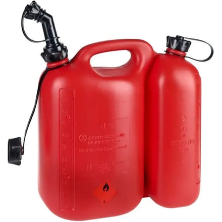 Jerrycan polyethyleen benzinejerrycan met dubbel compartiment en flexibele schenktuit Pressol