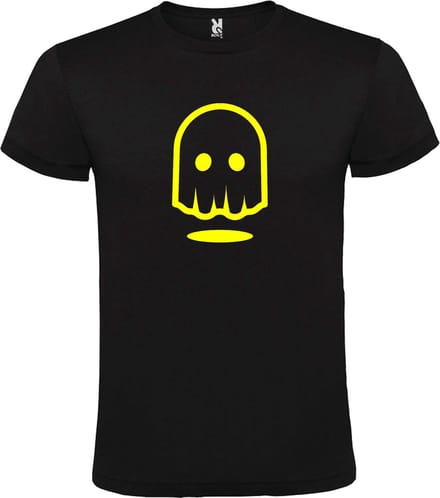 Zwart T-shirt ‘Spookje’ Geel maat S