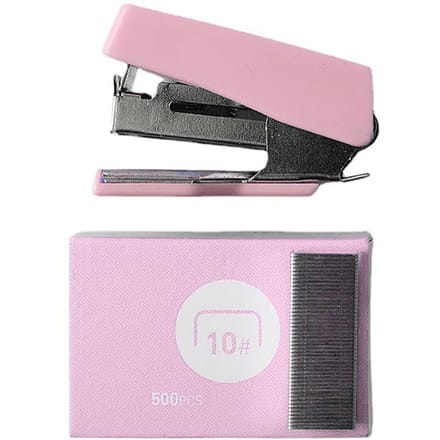 Mini nietmachine, draagbare creatieve desktop nietmachineset met nietjes voor kantoor en school, roze roze